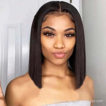 100% Human Hair Cuticle Aligned Virgin 360 13X6 Extensions Blonde Pixie Bob Lace Front Straigh Human Hair Wigs